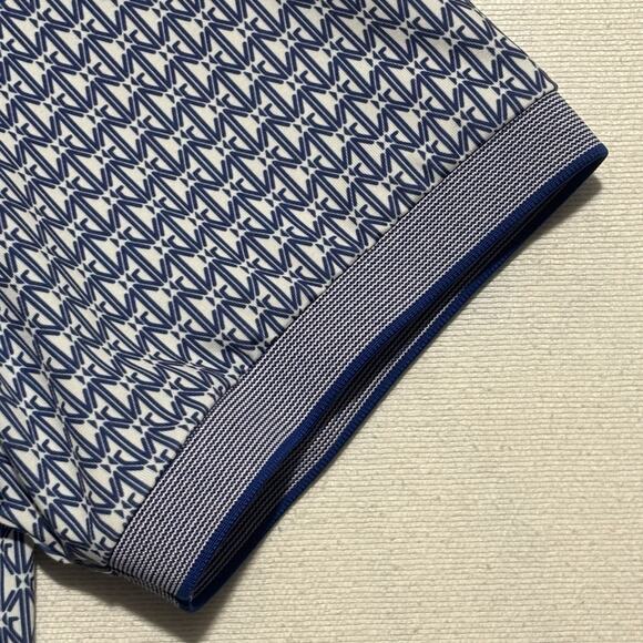 Greyson Polo Shirt Mens Large Blue Geometric AOP Golf Performance Short Sleeve - Picture 8 of 13